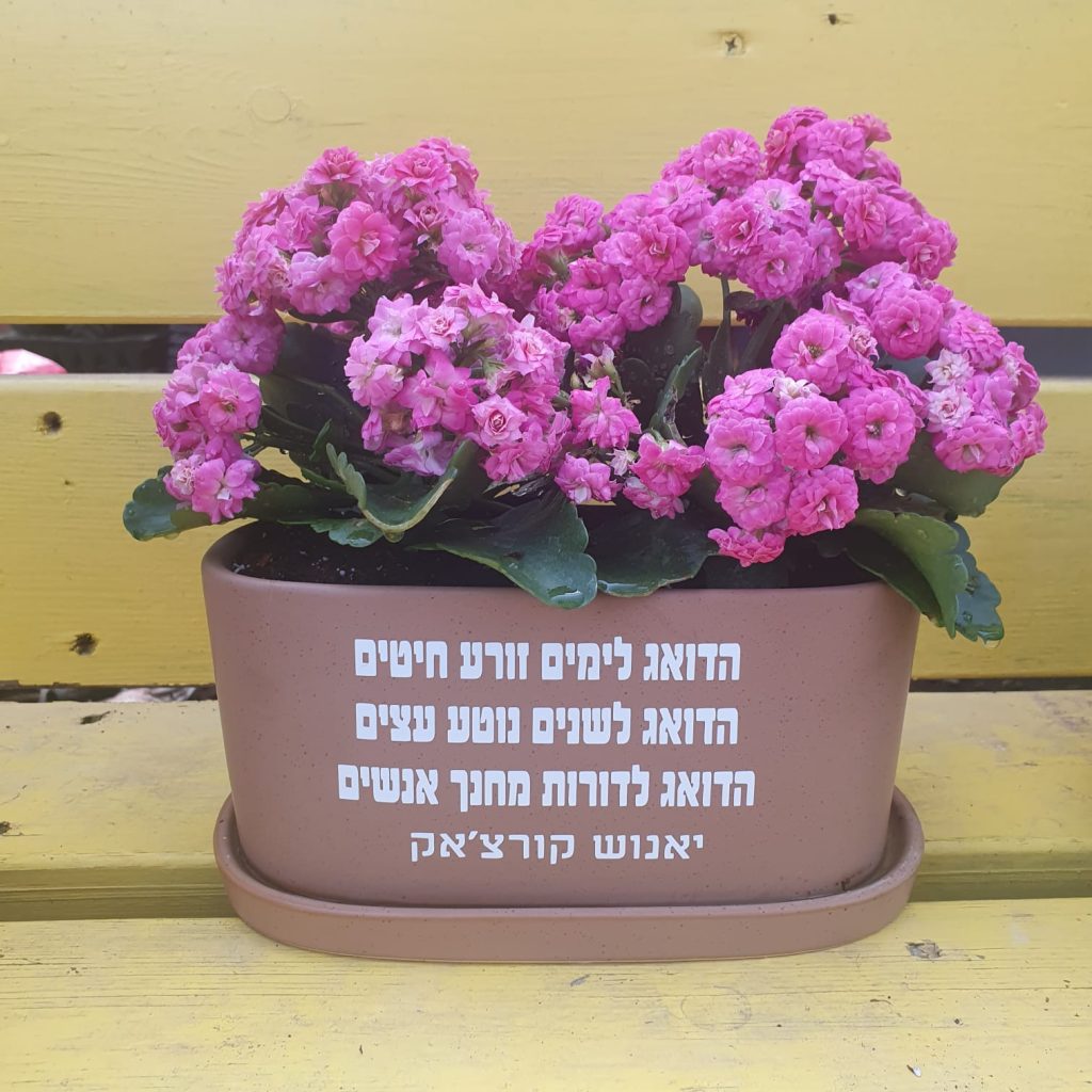 מתנה ריין אדנית קרמיקה עם תחתית ומיתוג יאנוש קורצאק